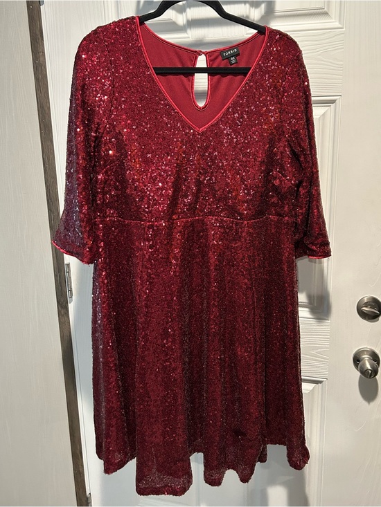 torrid Dresses & Skirts - torrid Red Sequin Long Sleeve Fit-and-Flare Dress